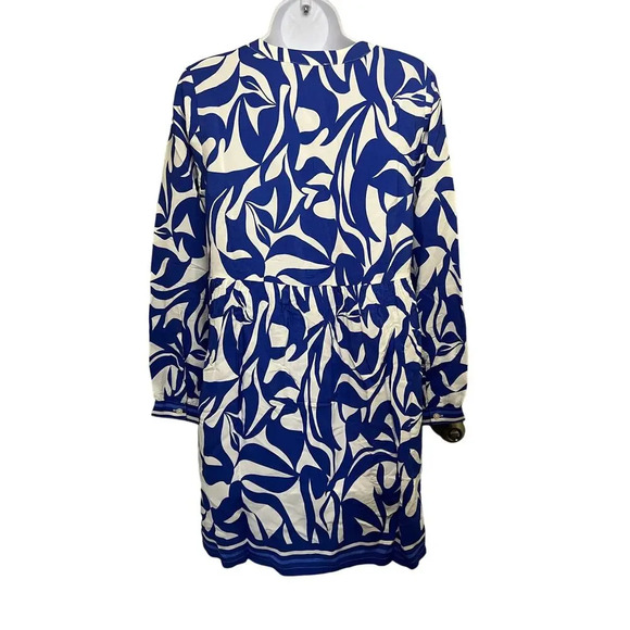 Loft Abstract Swirl Button Tiered Swing Dress NWT coastal tomatogirl - Picture 5 of 8